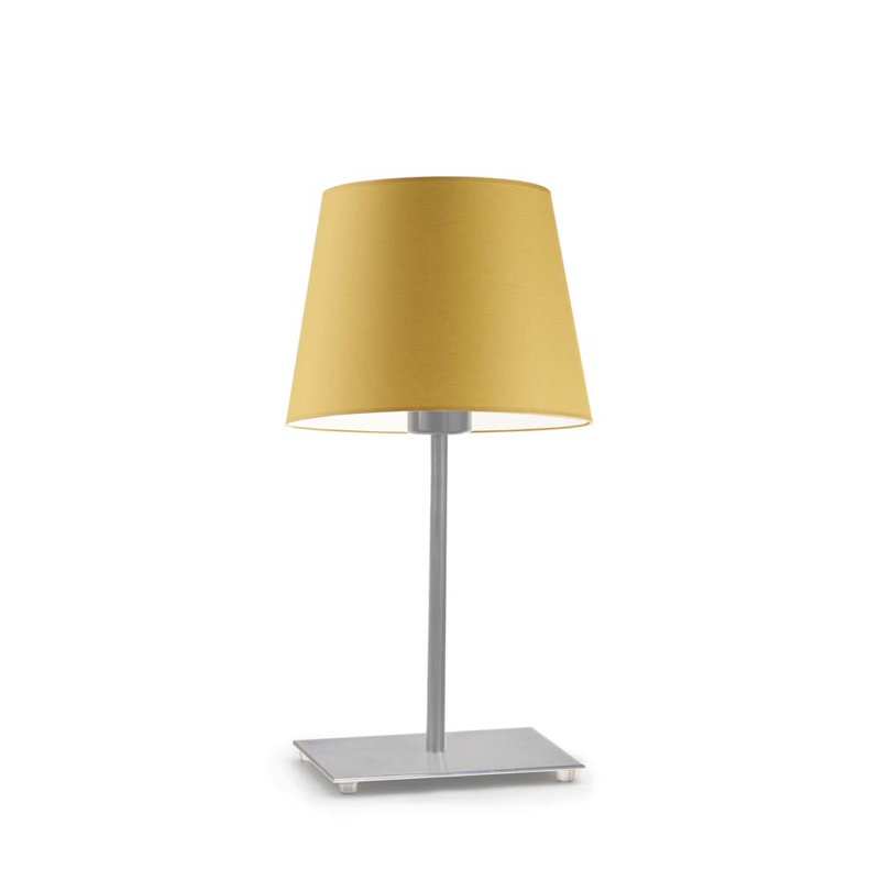 Asaun Metal Table Lamp, Brushed Steel, Mustard