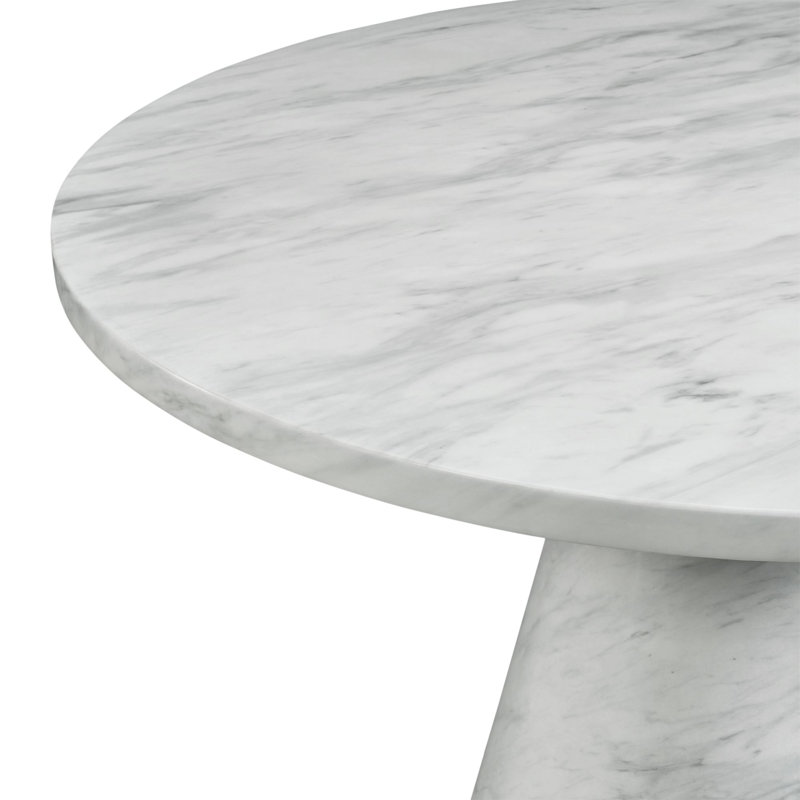 48-Inch Round White Faux Marble Dining Table