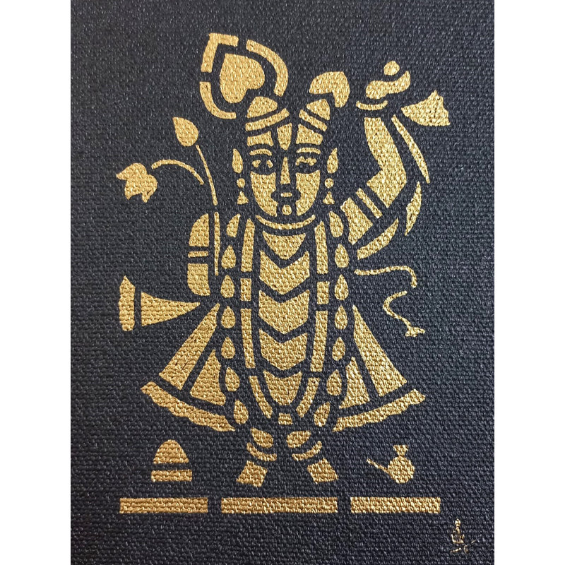 Shrinathji doré | Peinture dorée sur toile tendue | Par Kiran Java
