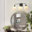 Éclairage pour salle de bain 3 lumières en métal noir avec abat-jour en verre, base E26, luminaire de salle de bain à intensité variable certifié UL