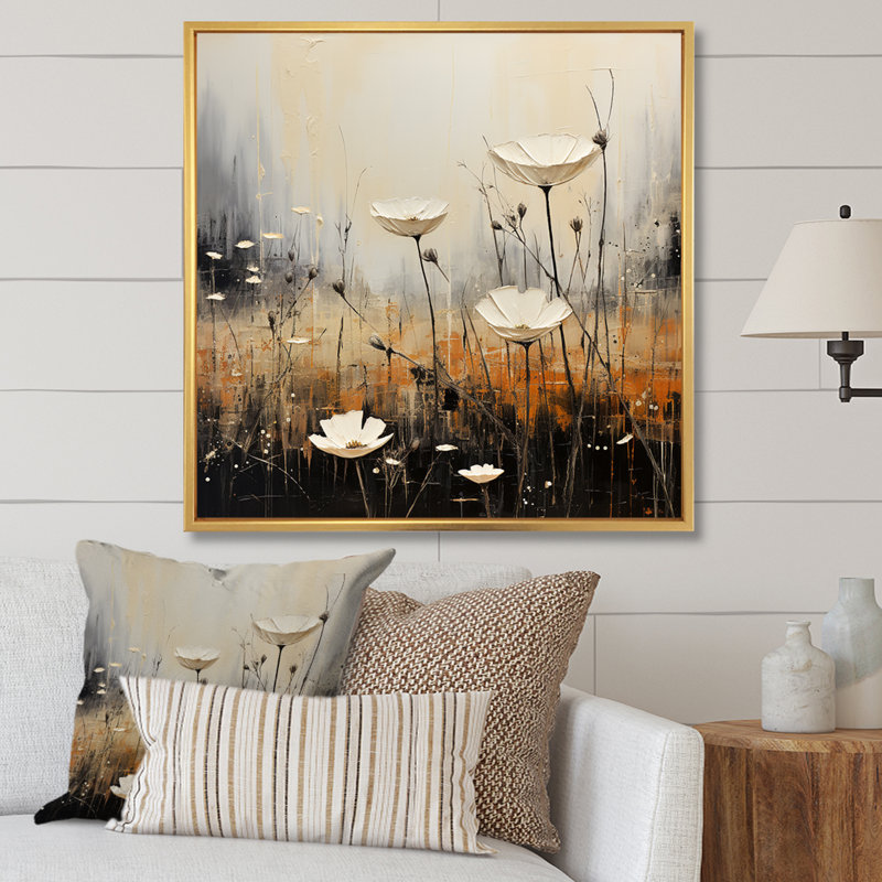 Minimalisme prairie au crépuscule I, Cadre flottant doré, 24" H x 24" W