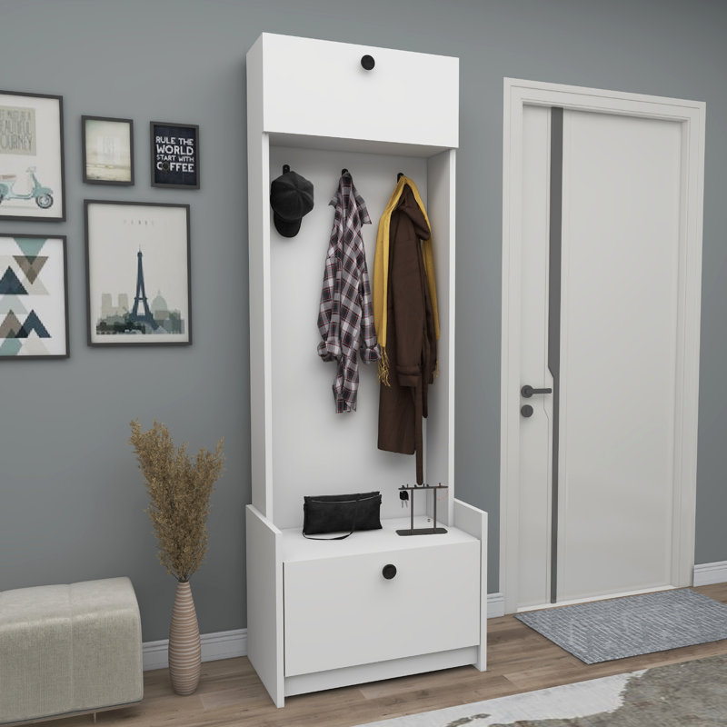 Randon Hall Tree 60cm Wide with Shoe Storage, White
