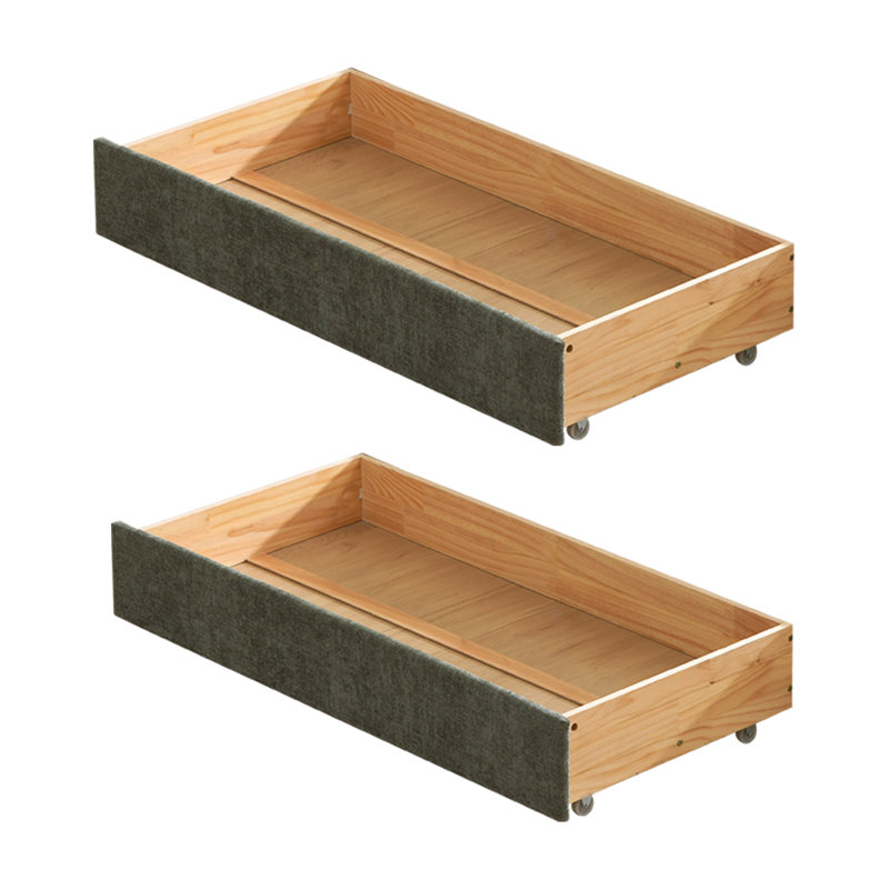 Lit plateforme tapissier avec tête de lit amovible de style coussin Braya et 2 grands tiroirs en bois, Double