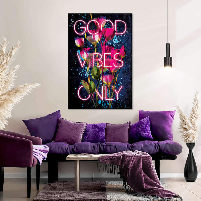 Good Vibes seulement, typographie, H 48 po x l 32 po x P 1,25 po