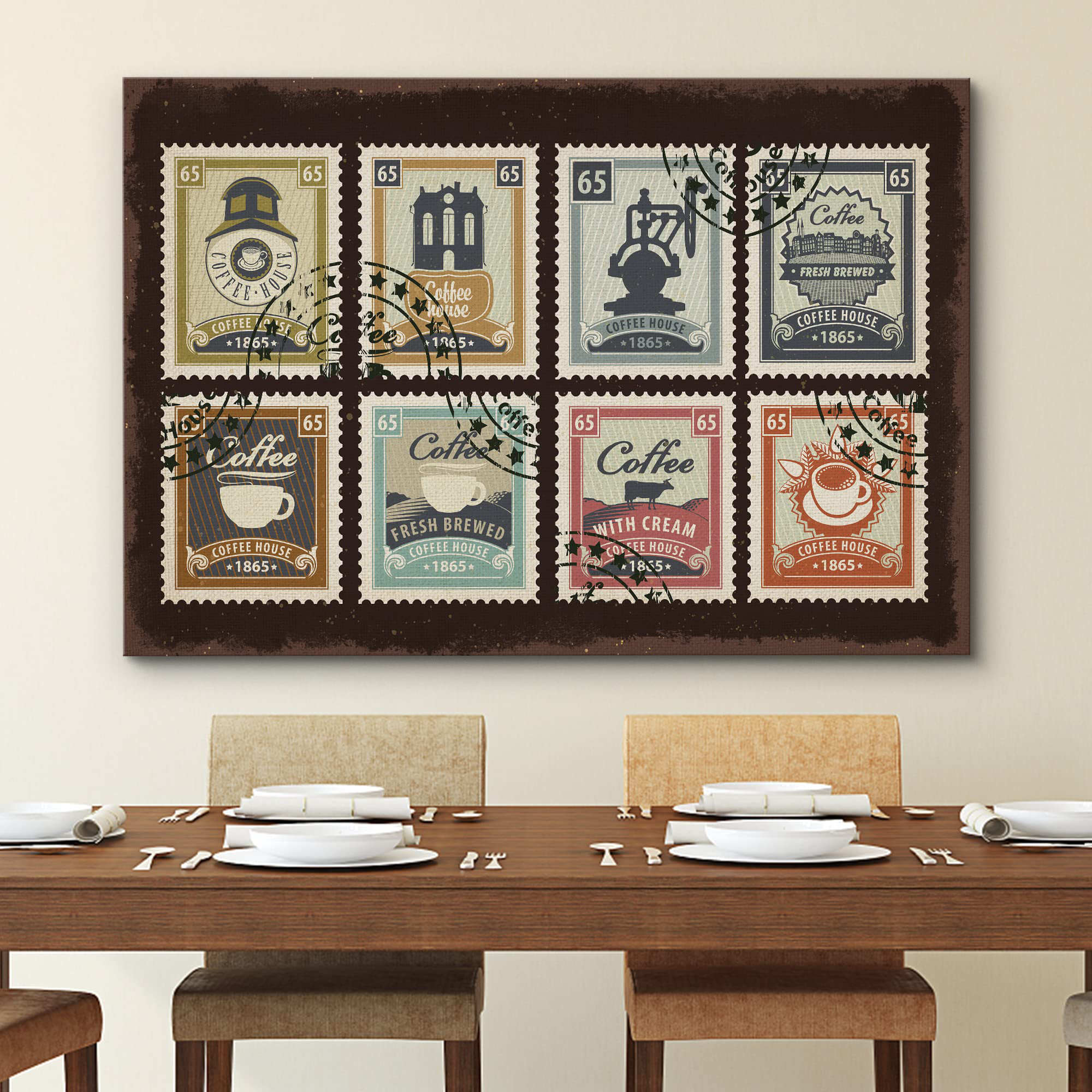 IDEA4WALL New Orleans Style Coffee House Stamp Collage Food & Cooking ...
