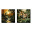 Fougères vertes et noires - contraste dynamique - ensemble de 2 collages carrés de forêt-205314100-205314106