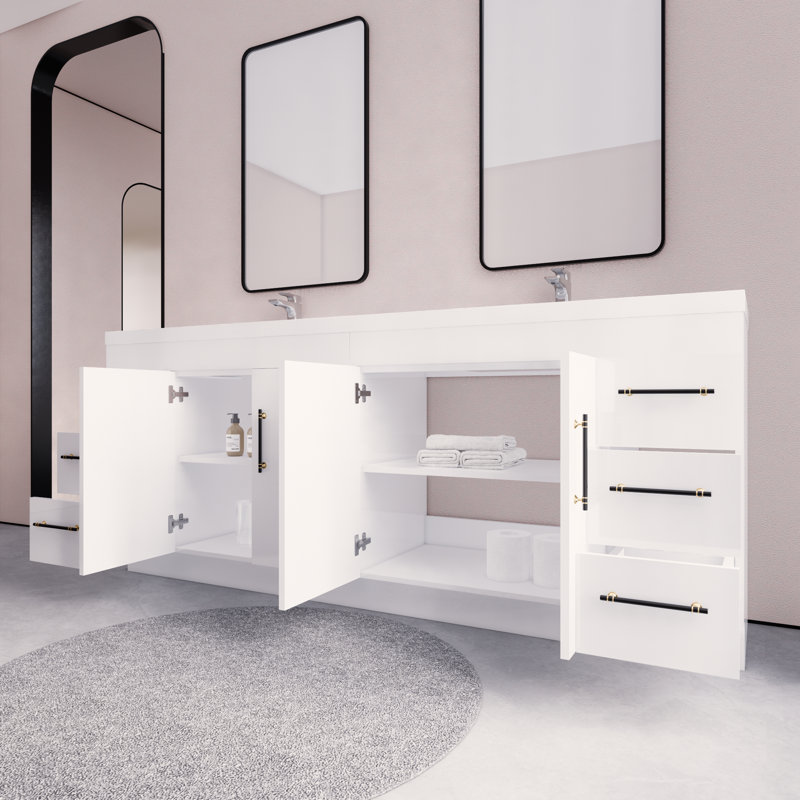 Ensemble de meuble-lavabo double 84 po Irline, Blanc