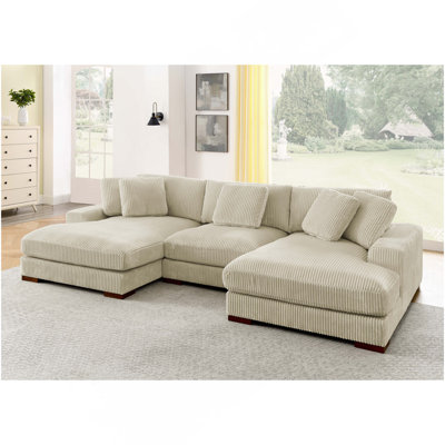 Grand canapé modulaire à double assise en velours côtelé Large Seating