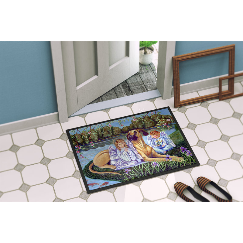 Tapis de porte d’intérieur anti-dérapant anges, Rectangle 1 pi 6 po x 2 pi 3 po