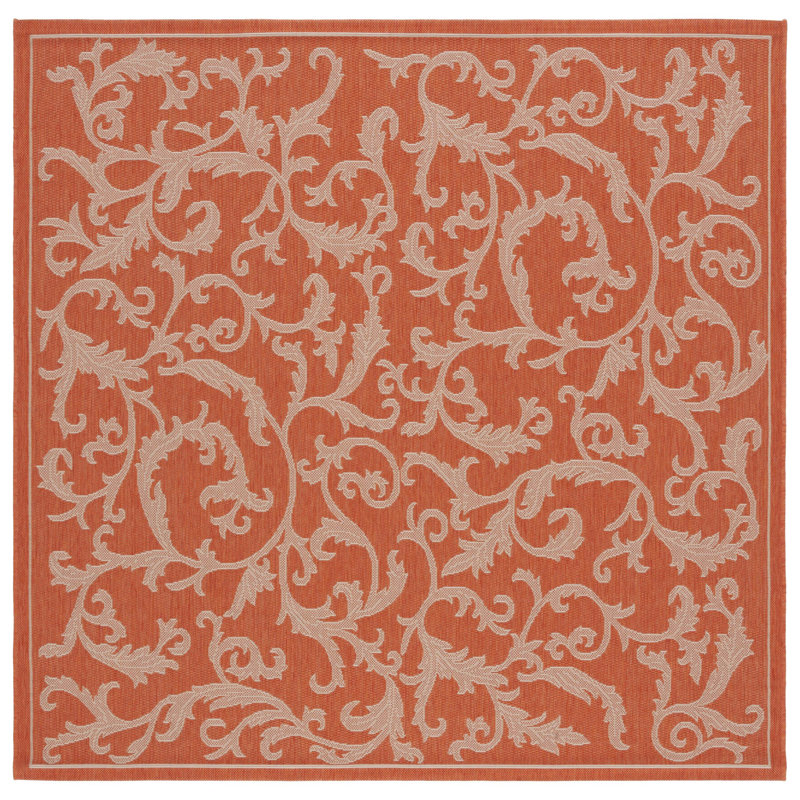 Herefordshire Performance Floral Indoor/Outdoor Area Rug, Square 6'7"