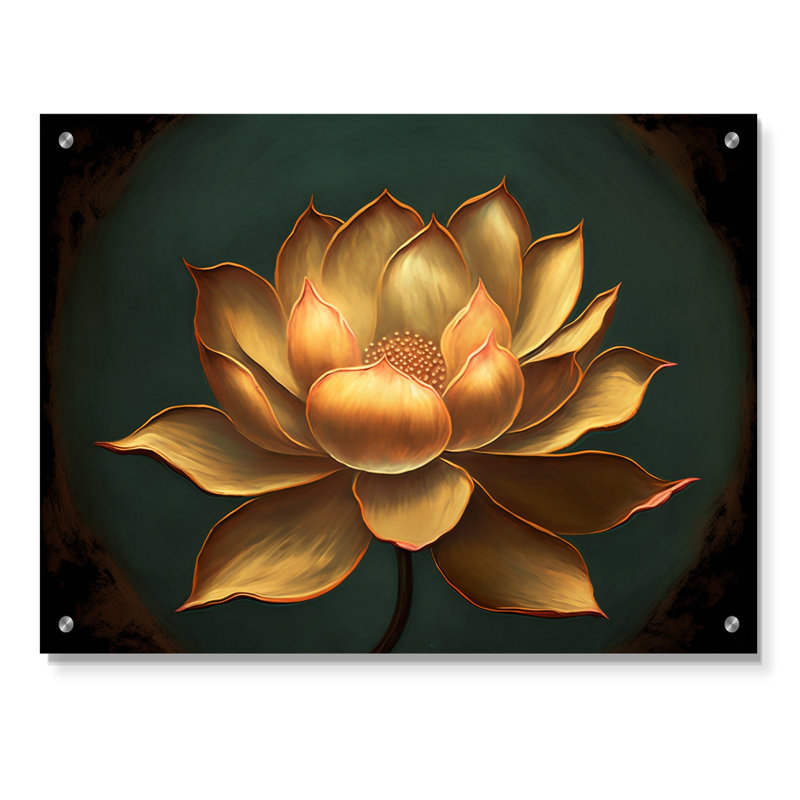 «Blossoming White Vintage Lotus», art mural Lotus, H 12 po x l 20 po
