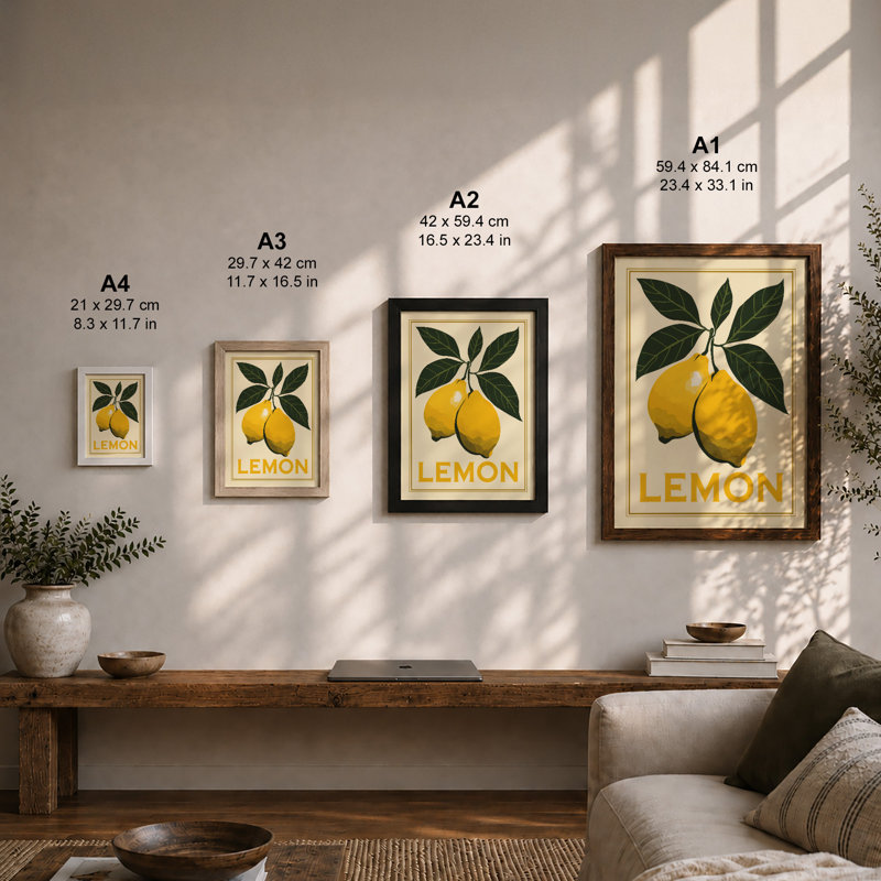 Lemon Study Botanical - Framed Print, Oak, A3 - 42.0 x 29.7 cm