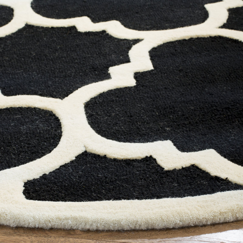 Tapis noir / ivoire en laine touffeté à la main Cannen, Rectangle de 3 pi x 5 pi
