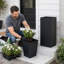 Jardinière carrée noire de 64 cm de hauteur – Pot en résine tressée avec insert en PP