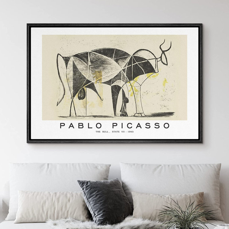 Reproduction d'art classique sur toile, "The Bull, State VII" par Pablo Picasso, Noir, H 24 po x l 36 po