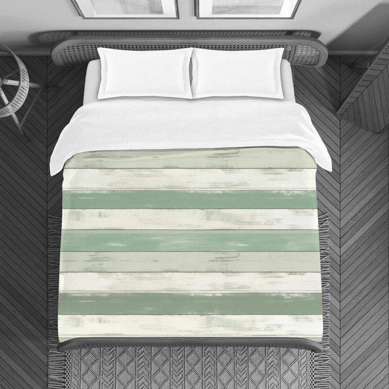 Machine Printed Duvet Cover, Queen Duvet Cover, Green/White