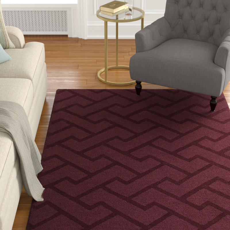 Tapis décoratif aubergine en laine tissée à la main Villegas, Rectangle 8 pi x 11 pi