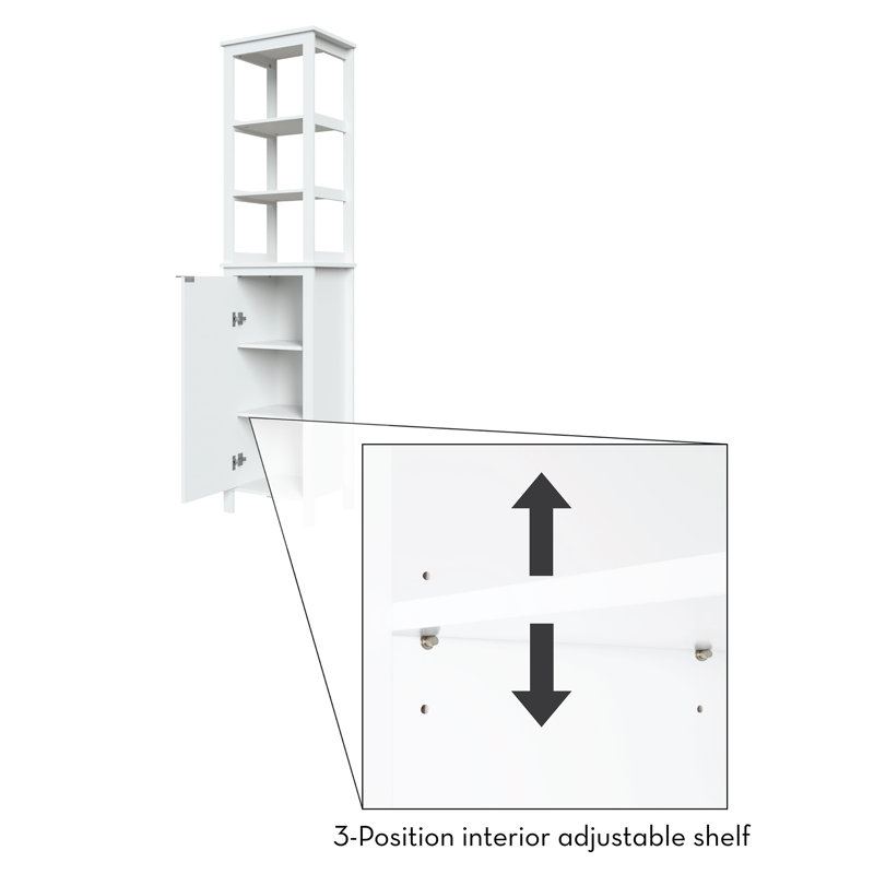 Madison Transitional White MDF Linen Tower with Chrome Hardware