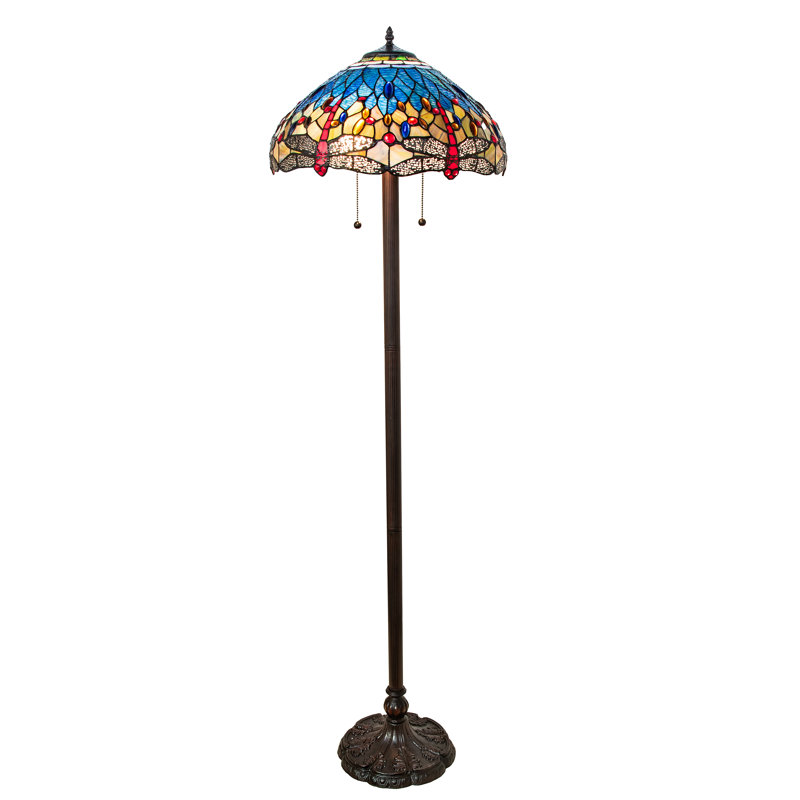 61" High Tiffany Hanginghead Dragonfly Floor Lamp