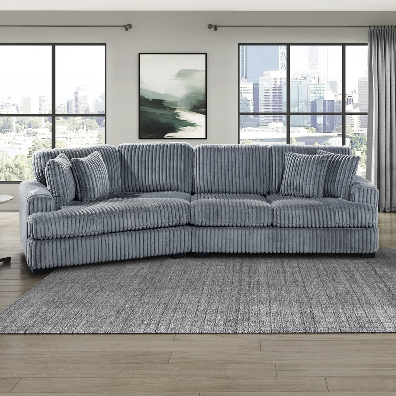 Showstead 116.5" Modern & Contemporary 2-Piece Sectional Sofa - Corduroy Sectional, Modern Cuddler Chaise, Cozy Corduroy Upholstery