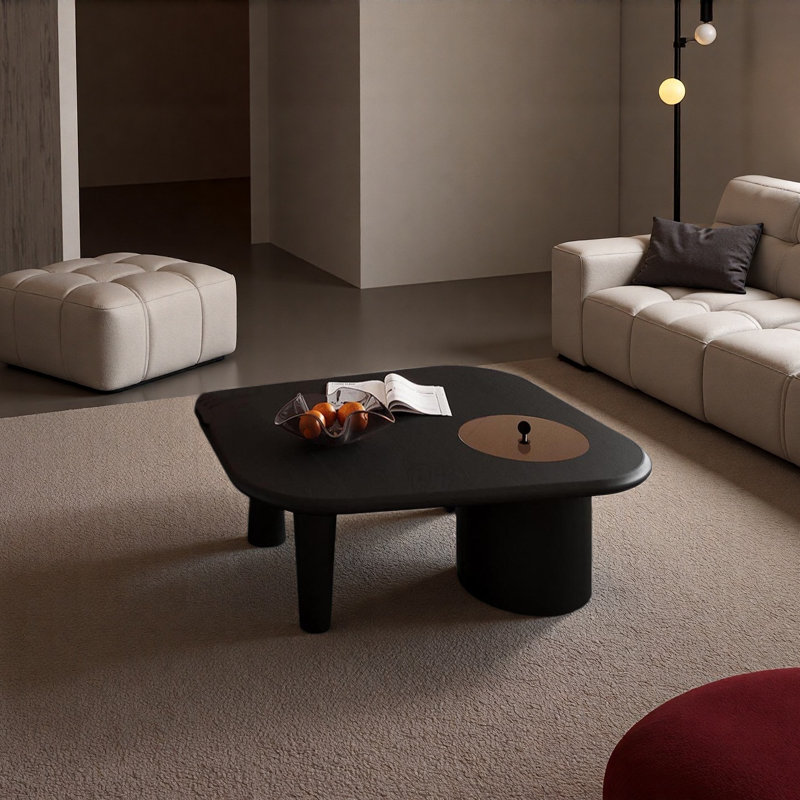 Table basse Italian, Noir, H 13,8 po x L 35,4 po x l 35,4 po