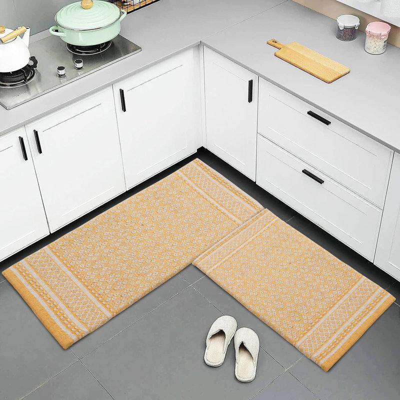 Clemen Anti-Fatigue Non-Skid Kitchen Mat, Mustard