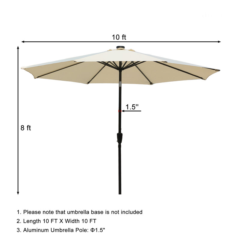 118'' Lighted Tilt Market Umbrella, Beige