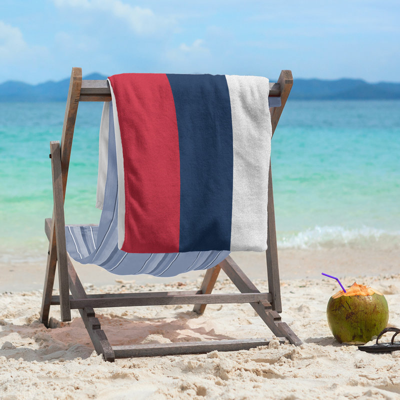 Lightweight Beach Towel, Red/Blue/White, Microfiber