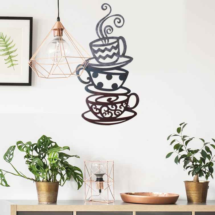 Stacked Coffee Cups (Large) Metal Wall Art Decor