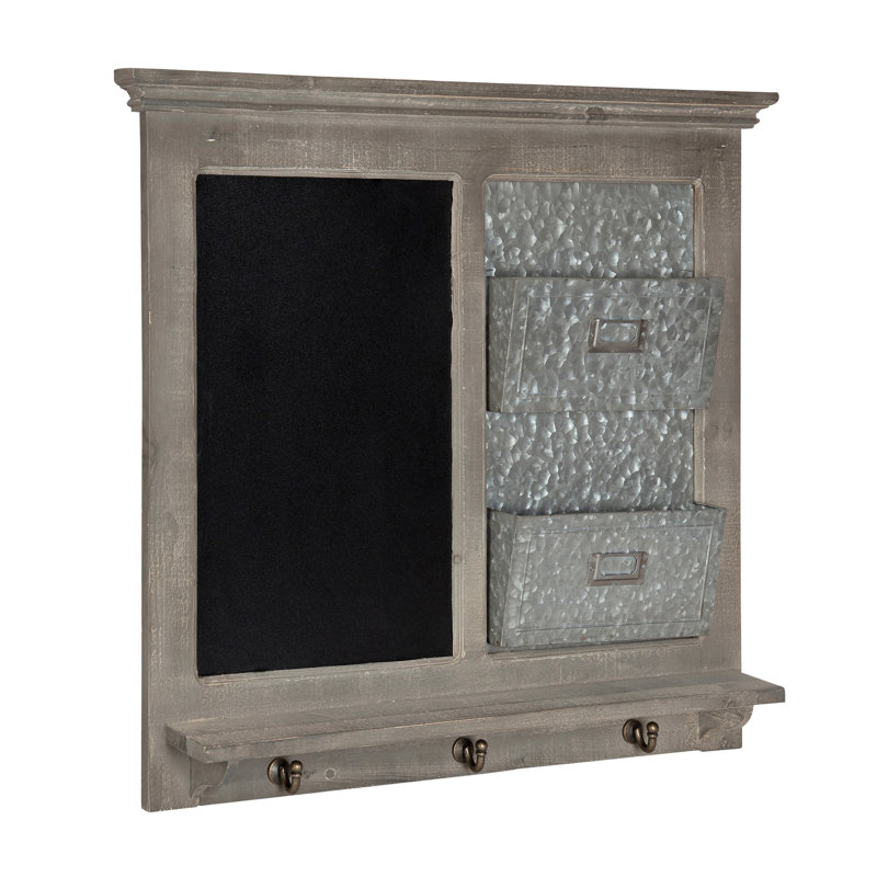 Solid Wood Wall Organizer, Grey