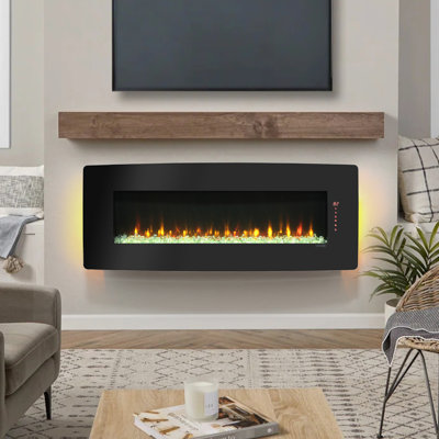 Foyer électrique incurvé de 20,71 pouces de hauteur - 5000 / H de chaleur, flamme multicolore, télécommande / ul, flamme thermolaquée, fonction minuterie, fixation murale