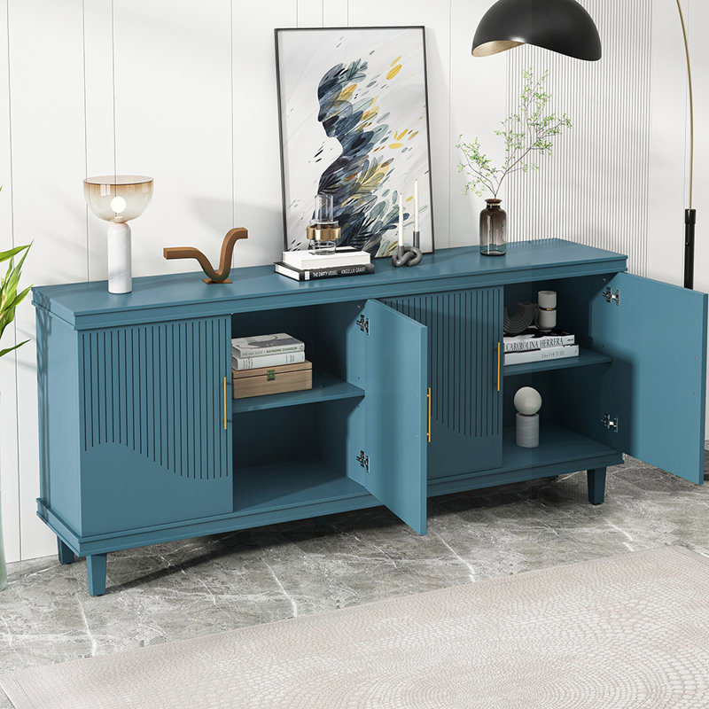 4-Door Cabinet, Same As Living Room, Kitchen, Bedroom, Hallway, Blue, 32.28" H x 70.07" W x 15.75" D