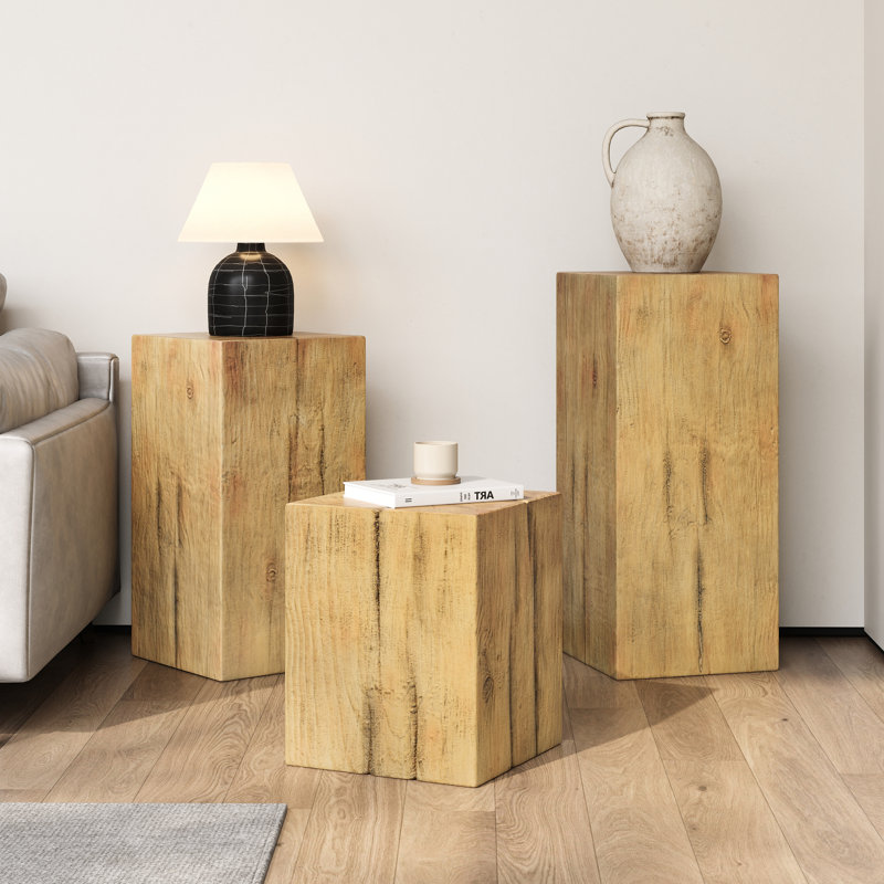 Ensemble de tables d'appoint et tables de bout style rétro naturel