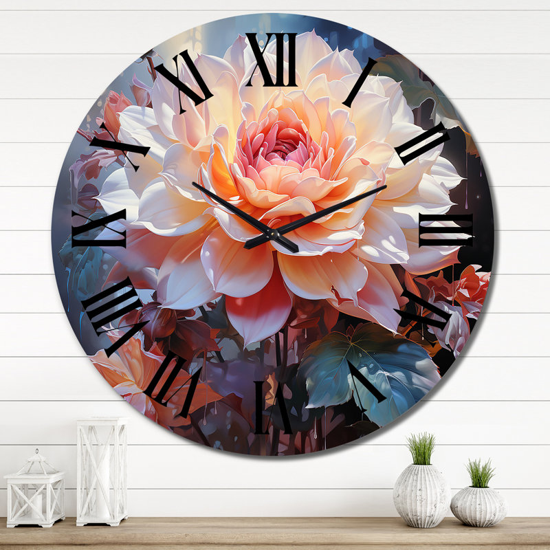 Chardarius - Horloge murale florale, Très grand