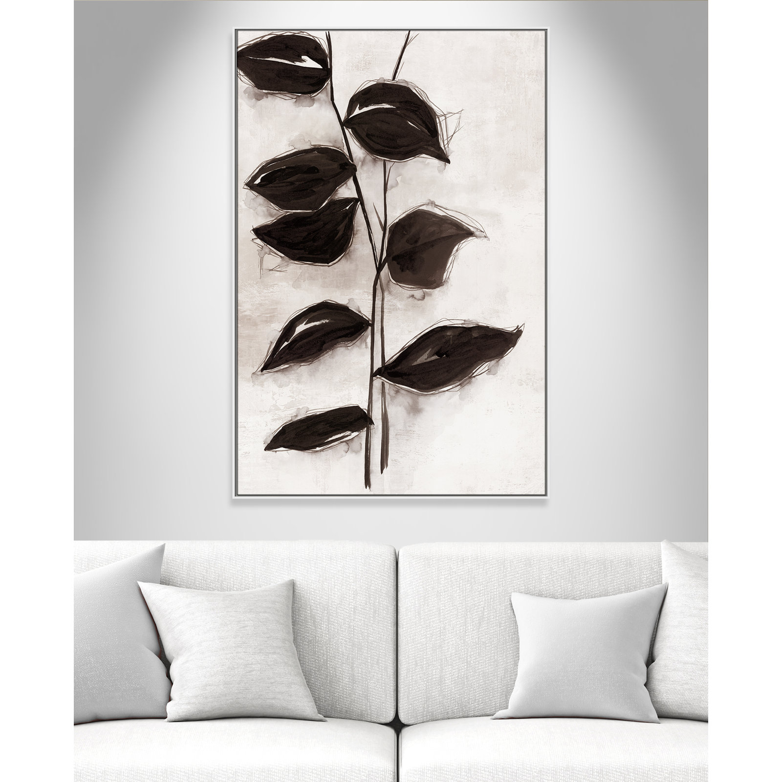 Leaves "Leaves I" Print, 61.5" H x 41.5" W x 2" D, White Framed