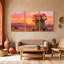 Cactus désert coucher de soleil cactus Bloom, ensemble de 3 reproductions d'art sur toile-1630731702
