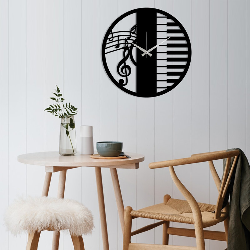 Nadell Metal Wall Clock, Black/Sliver