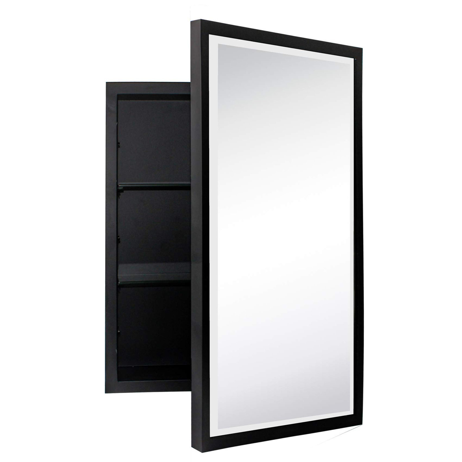 Haddison Recessed Medicine Cabinet, Matte Black, 24" x 16"