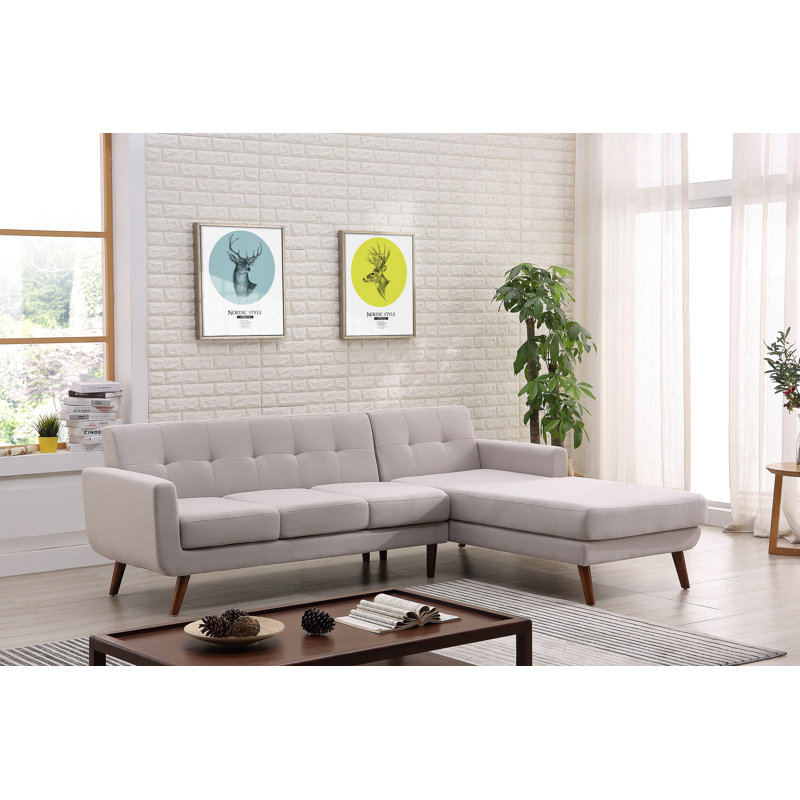 Canapé et chaise longue 98,48 po Barnet, Beige/brun clair, Orienté à droite (vu de face)