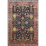 Wool Oriental Area Rug in Blue/Red/Beige/Gold