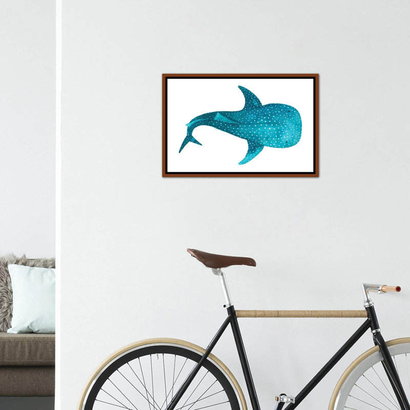 " Whale Shark II ", No Mat, 18" H x 26" W x 1.5" D, Brown Framed Canvas