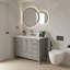 Meuble-lavabo sur pied 48 po, meuble-lavabo autoportant avec comptoir, armoire de rangement en bois massif gris