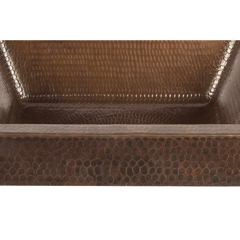 17" Rectangle Skirted Vessel Hammered Copper Sink