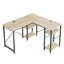 Aaleeyah L Shaped Farmhouse Computer Desk, 75 Inch Reversible Corner Office Desk with Shelves-2065290289