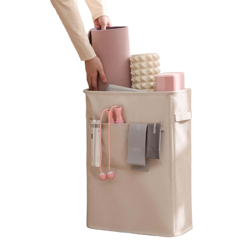 Corner Home Gym Storage Rack Exercise Equipment Organizer Water-Resistant Polyester Yoga Mat Storage Oatmeal Beige