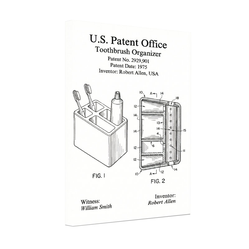 Bath & Laundry Toothbrush Organizer Patent Diagrams