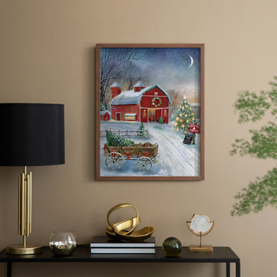 Christmas Tree Barn Framed Print - Solid Wood