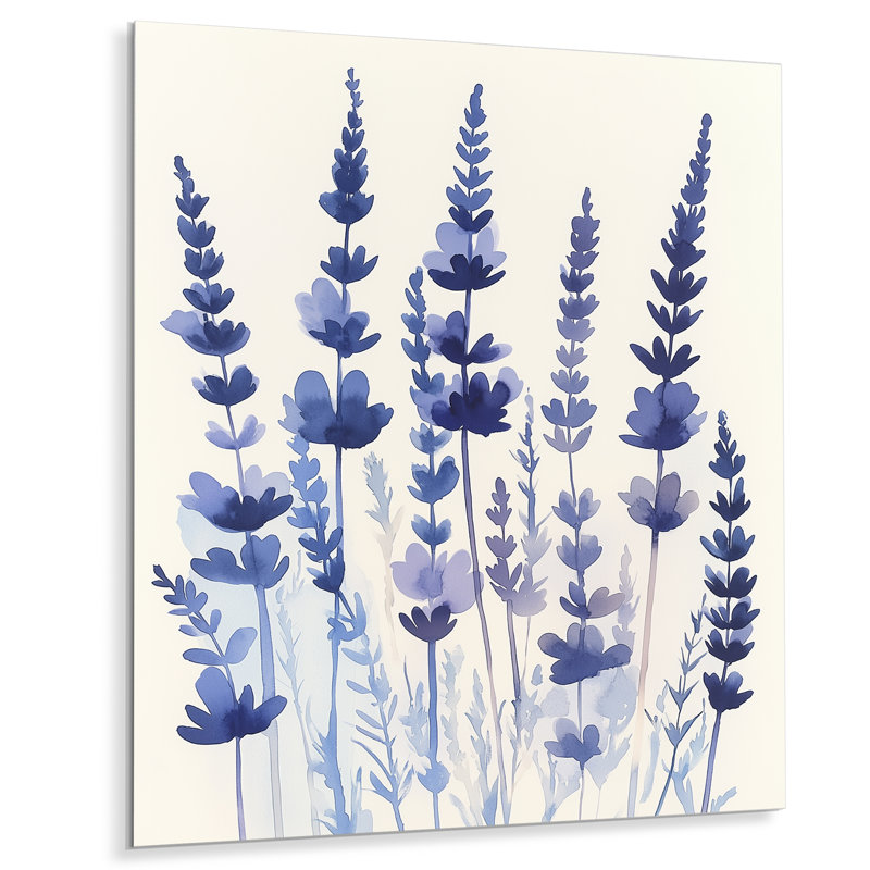 Tiges de lavande indigo - Décoration murale botanique en métal, H 20 po x l 12 po