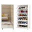 Armoire à chaussures fonctionnelle à miroir avec six tiroirs rabattables, un range-chaussures pour rangement, quatre pieds en métal et une porte rabattable à la main