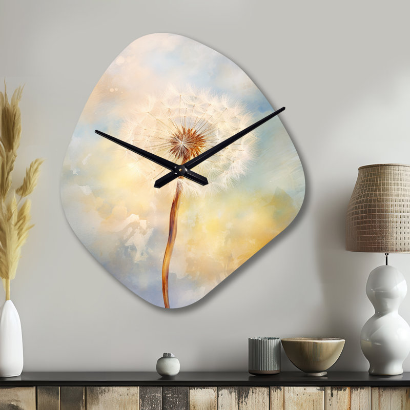 Horloge murale en forme de pissenlit blanc Keener, Grand